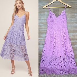 ASTR the Label Lace Midi Dress Vibrant Lilac Purple Cocktail Wedding Guest